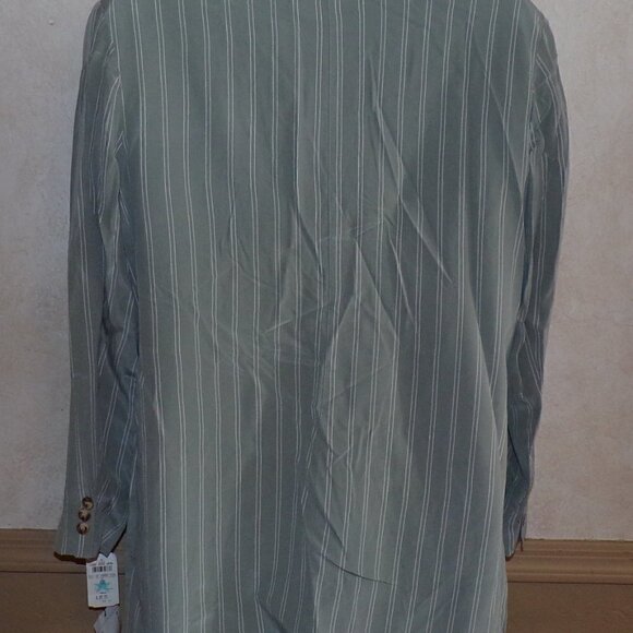 NWT Vintage Pacific Silk & Studio Womens Gray Pinstripe Silk Blazer Jacket Sz L - Picture 5 of 10